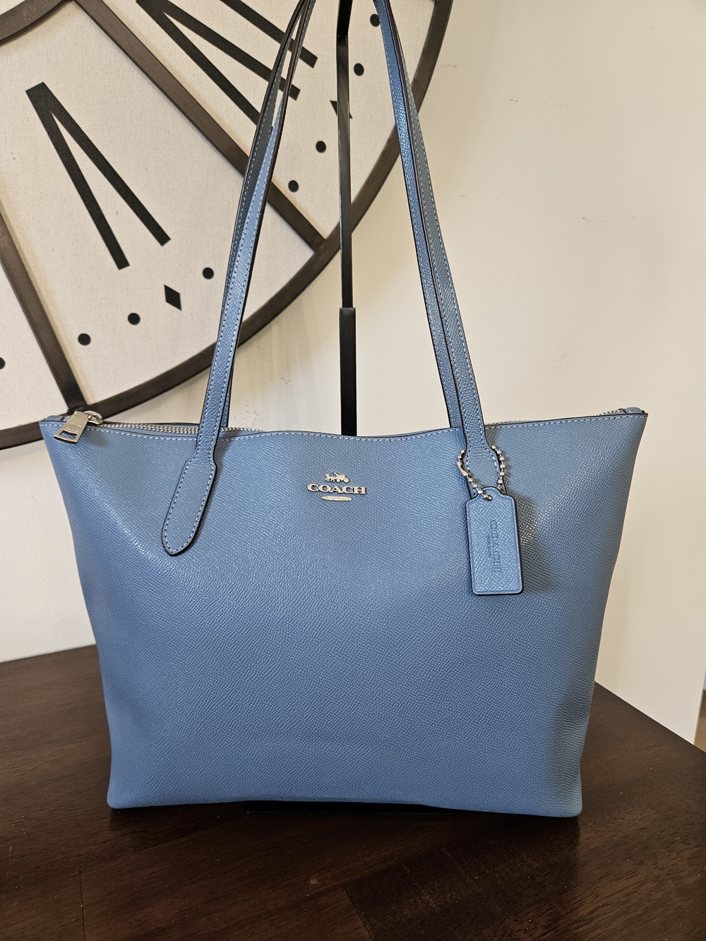 Coach Blue Leather Zip-Top Tote